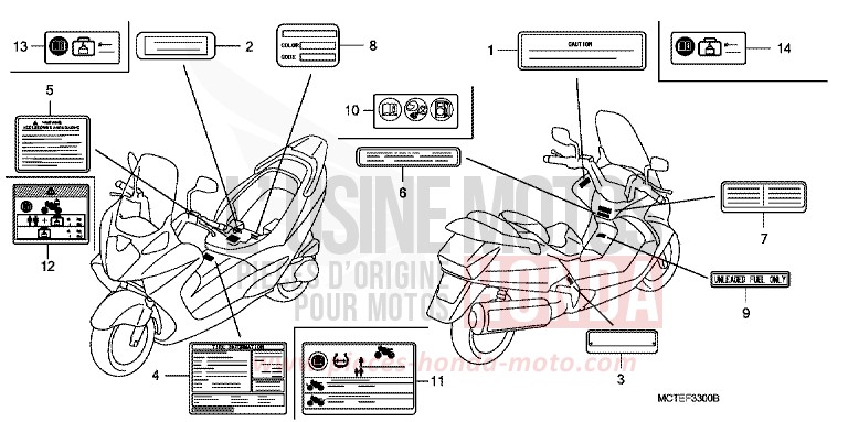 ETIQUETTE DE PRECAUTIONS de SILVER WING DEGITAL SILVER METALLIC (NHA30) de 2006